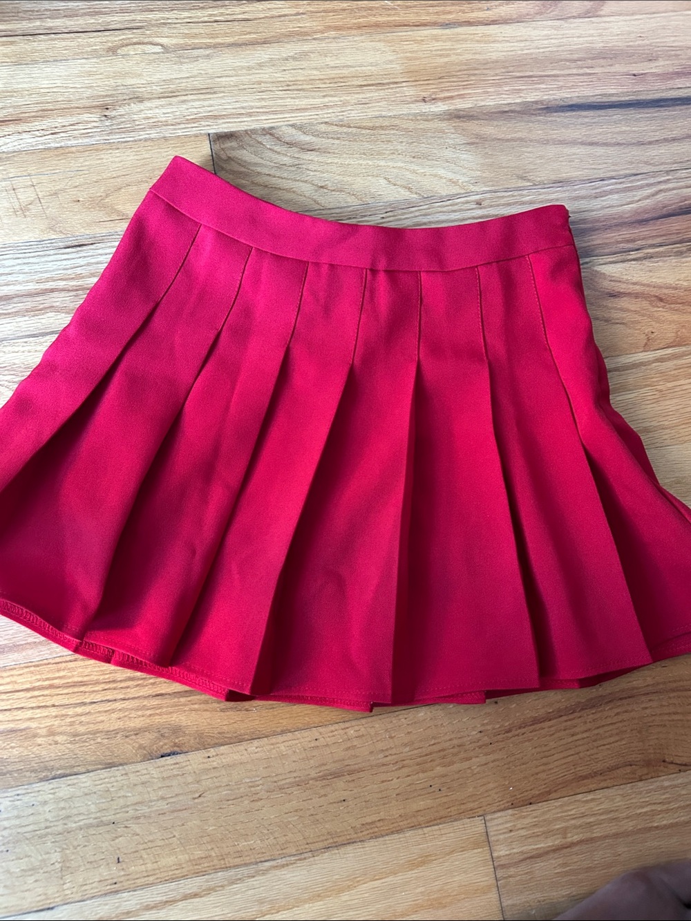 Red Pleated Mini Tennis Skirt